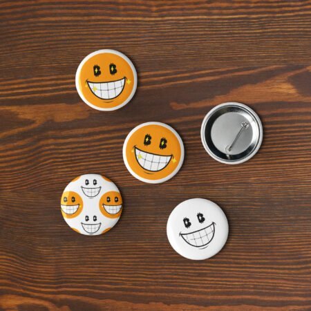 🟠😁 BTC Smile – Set de 5 chapas Accesorios VEINTIUNO 🟠😁 BTC Smile – Set de 5 chapas Accesorios VEINTIUNO